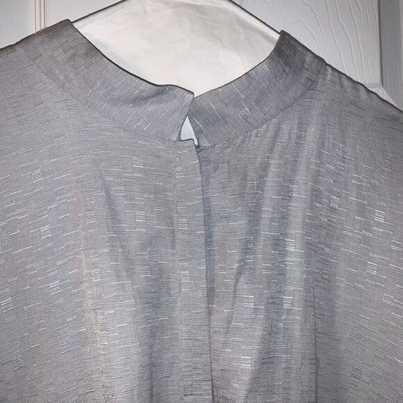 Eileen Fisher Women's Silk Linen Jacket Plus Size 1X Gray Lightweight Layer Slit - Picture 3 of 7